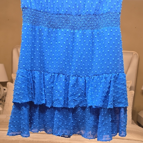 Alice + Olivia Blue Ruffle Sleeve Mini Dress No Tag See Mesurements - Picture 6 of 16